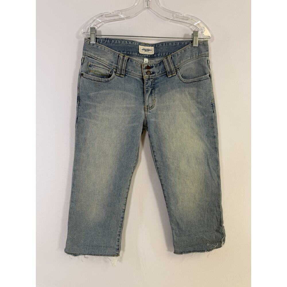 VTG Y2K Abercrombie & Fitch Denim Pants Womens 8 Blue Cropped Low Rise Capri